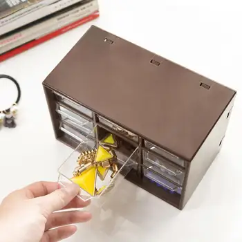 

Plastic Makeup Organizer Mini Cabinets Storage Box Container Transparent Makeup Desk Office Storage Organizer with Drawer