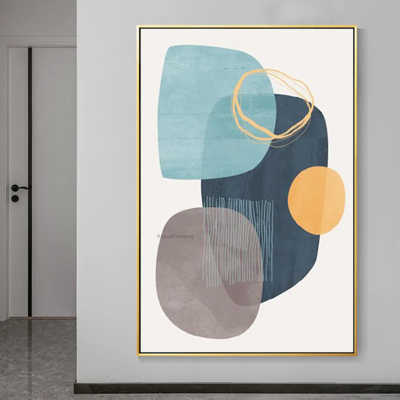 Геометрическая абстрактная картина на холсте, картина маслом, картина на стену, картины в живую, гостиная, спальня, домашний декор на стену, caudros decoracion