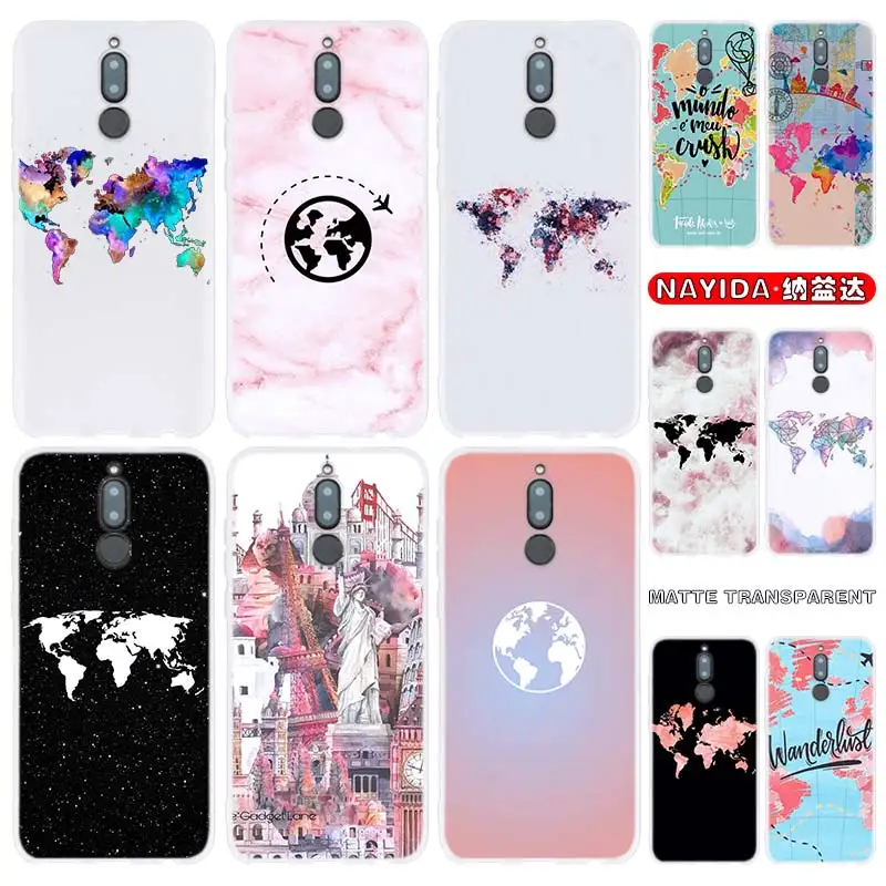Чехол для телефона Huawei Mate 30 20 10 Lite Pro Y7 Y9 2019 2018 2017 Nova 5T 4 3 розовая карта мира черный |