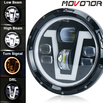 

50W Led Headlamps with V type White and Amber Turn Signal Light 7 Inch Headlights for Niva 4x4 Suzuki Samurai Land Rover Hummer