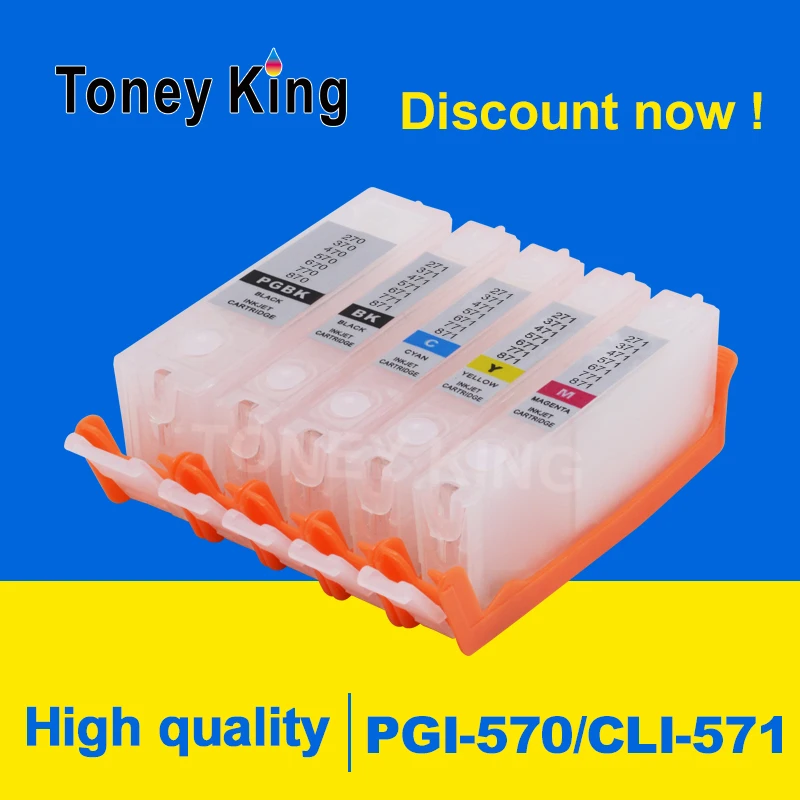 Toney King PGI-570 CLI-571 многоразовый картридж для принтера Canon PIXMA MG5750 MG5751 MG5752-Silver TS5050 TS5051