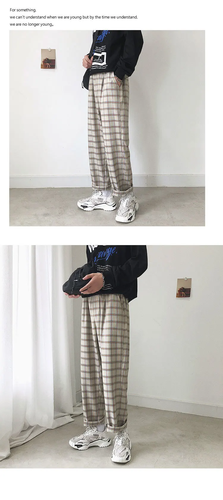 Мужские клетчатые повседневные Хлопковые Штаны с принтом для отдыха, мужские брюки, эластичные спортивные штаны в стиле хип-хоп, большие размеры M-5XL