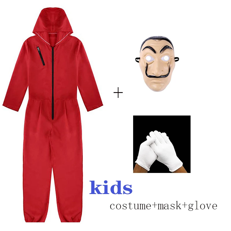 kids Вечерние Маски на Хэллоуин для косплея из фильма «Salvador Dali», «Money Heist The House Of paper», «La Casa De Papel», маскарадный костюм, маска для лица - Цвет: kids