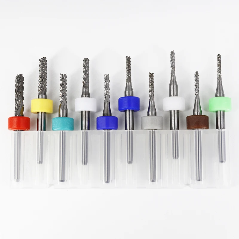 10pcs PCB Drill Bits 0.1mm-1.0mm Tungsten Carbide Metal Milling Cutter Cnc Tools 