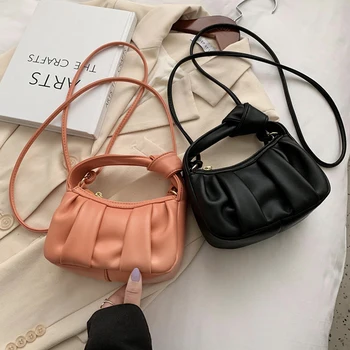 

Art und weise Faltete Umhängetaschen für Frauen 2020 Neue Luxus Handtaschen Designer Weibliche Schulter Tasche PU Leder K