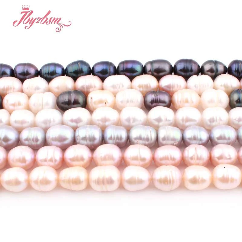 

9-11mm Oval Cultured Freshwater Pearl Beads Loose Natural Stone Beads For Women DIY Necklace Bracelat Jewelry Making Strand 15"