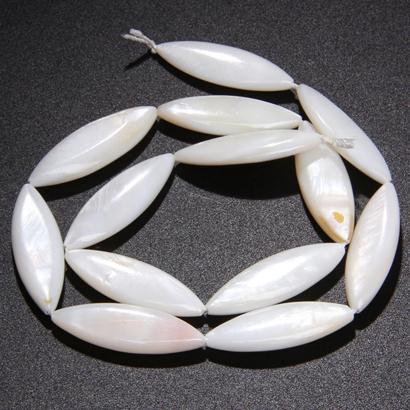 Wholesale Freshwater Natural White Horse eye oval flat shell beads Loose Mother Of Pearl Shell Beads For Jewelry making necklace | Украшения