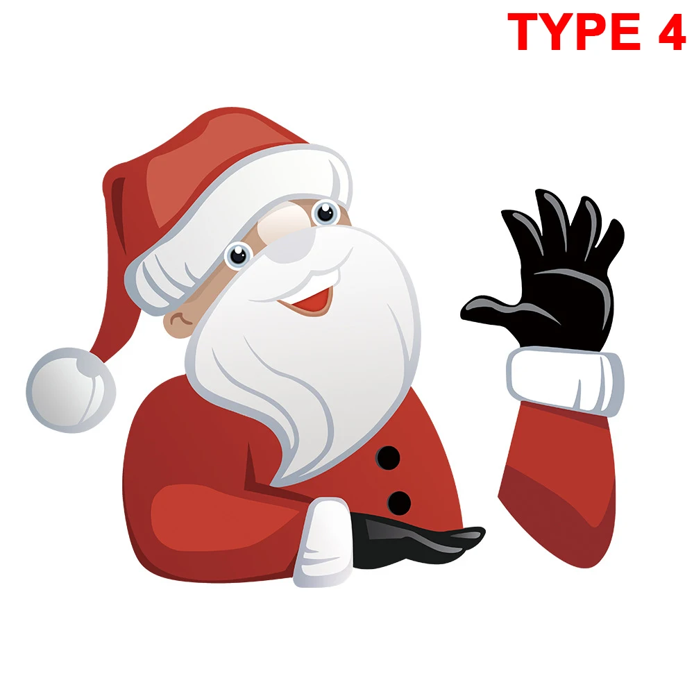 Санта-Клаус, наклейка на заднее стекло автомобиля, рождественский стиль автомобиля, забавные развевающиеся руки, задние наклейки на ветровое стекло, авто украшение, наклейка s - Цвет: type 4 Santa Sticker