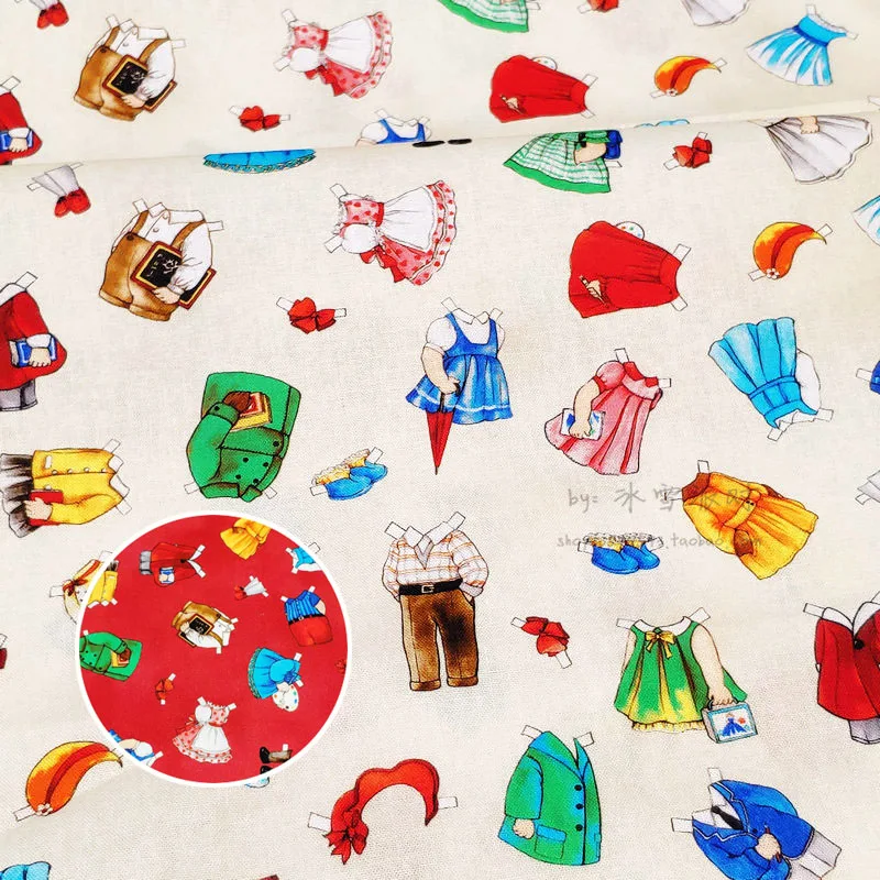 BTY 1 ярд хлопчатобумажная тканая ткань-Ретро Мультяшные персонажи бумажная