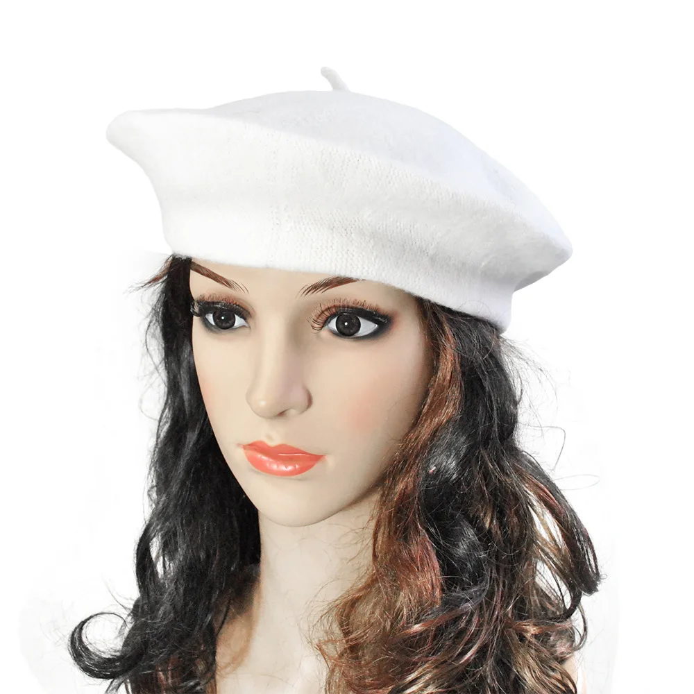 Дешевые модные новые женские шерстяные одноцветные береты, женская шапка, зимняя универсальная теплая прогулочная шапка, 19 цветов