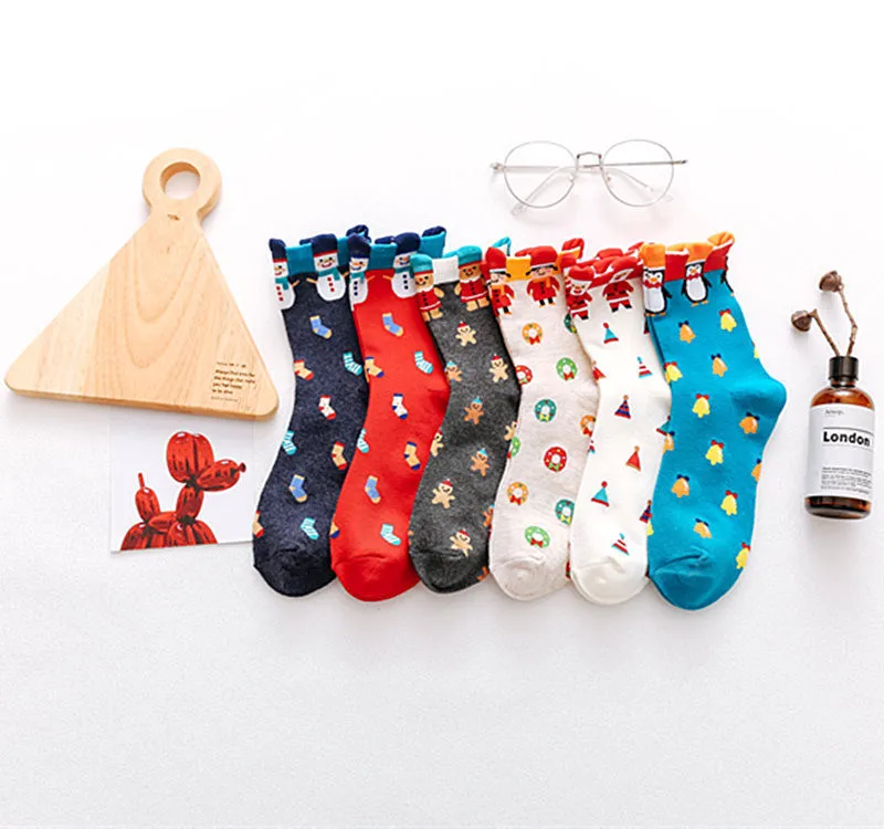 Morematch/1 пара; Хлопковые женские носки без пятки со стереоскопическим эффектом; модные носки с героями мультфильмов; милые носки для девочек; Рождественский подарок
