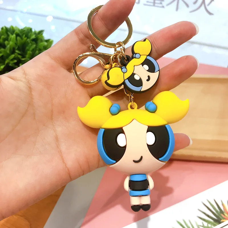 2020 брелки милые Powerpuff девушка фигурку брелок пара сумка кулон мультфильм