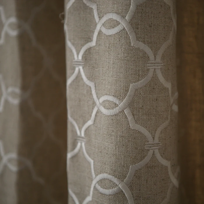 Cotton Linen Semi-blackout Curtains British Countryside Rhombic Lattice Cortina Drapes for Grils Bedroom Eco-friendly Fabric
