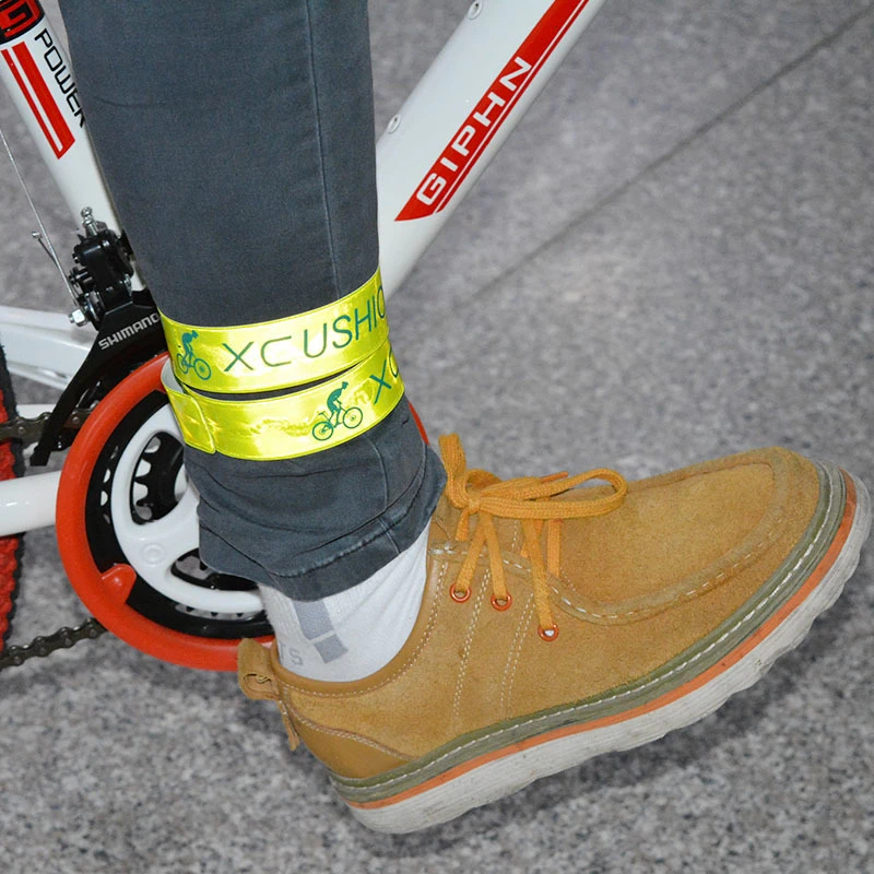 Perfect 2Pcs Protable Mountain Bike Bicycle MTB Reflective Safe Leg Pants Clip Strap Silicon Steel Reflector Tape Cycling Accessories 14