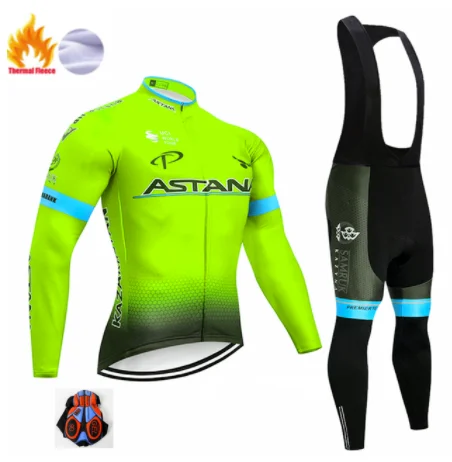 Команда Астаны зима черная велосипедная майка 9D набор велосипедных штанов Мужская Ropa Ciclismo термо флисовая велосипедная Одежда для велоспорта - Цвет: 2