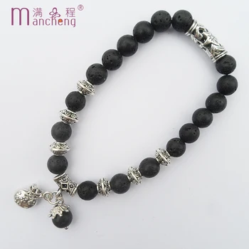 

natural Purse LAVA Volcanic stone beads bracelet High-quality Wallet Water drop pendant Lava Volcanic bead strand Black bracelet