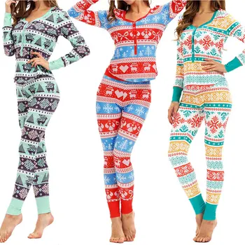 

Christmas Pajama Sets Women Long Sleeve Snow ELK Print Top and Pant suit Eleagnt Ladies Xmas Party Home wear Sleepwear Underwear