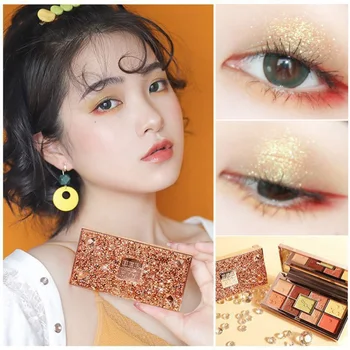 

Glitter Pigment Smoky Eyeshadow Palette 9 Color Glitter Matte Eyeshadow Palette Makeup Waterproof Shimmer Cosmetics