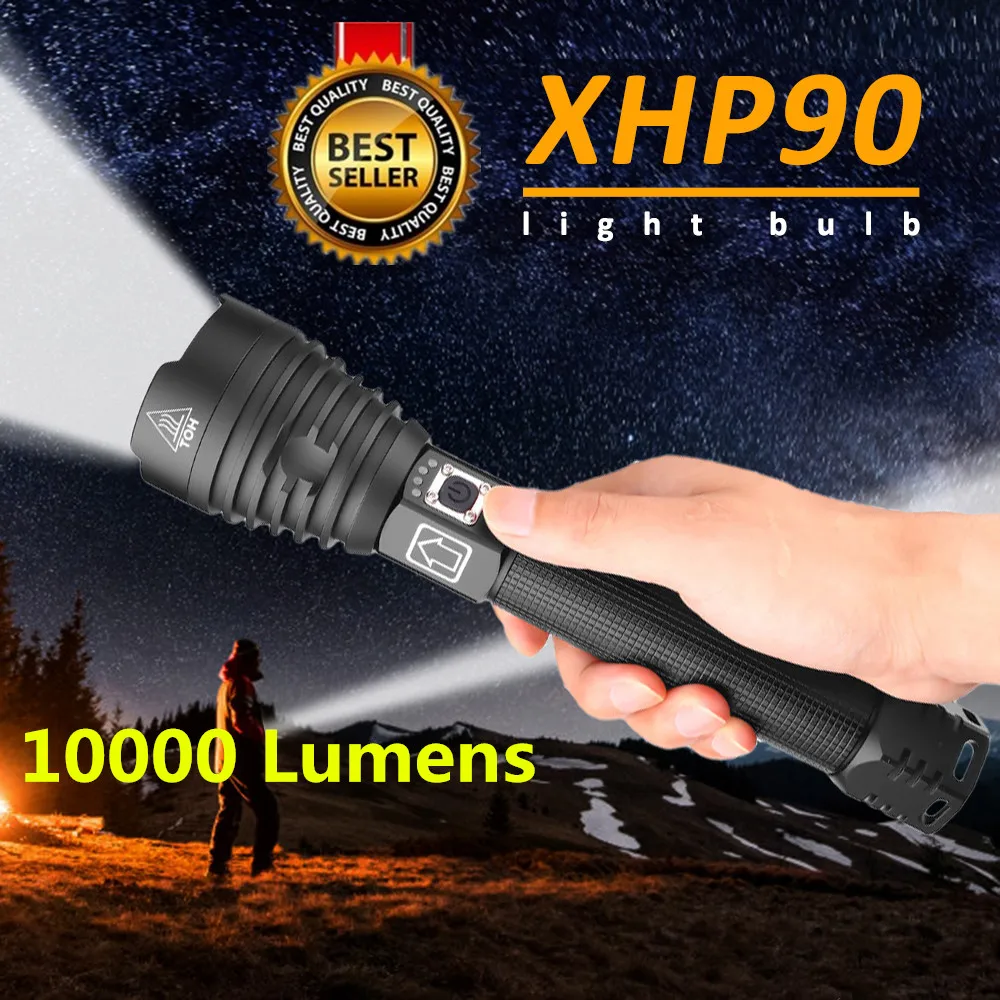XHP90 Powerful LED Flashlights XHP50 XHP70 Zoom Tactical Torch Waterproof LED Flash Light 18650 26650 USB Rechargeable Linterna XHP90 Powerful LED Flashlights XHP50 XHP70 Zoom Tactical Torch Waterproof LED Flash Light 18650 26650 USB Rechargeable Linterna