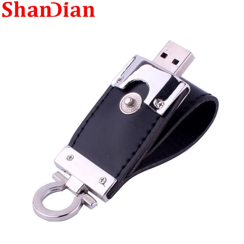 SHANDIAN коричневые кожаные флеш диск USB 2 0 4GB/8GB/16GB/32GB/64GB 128GB брелок накопителей и