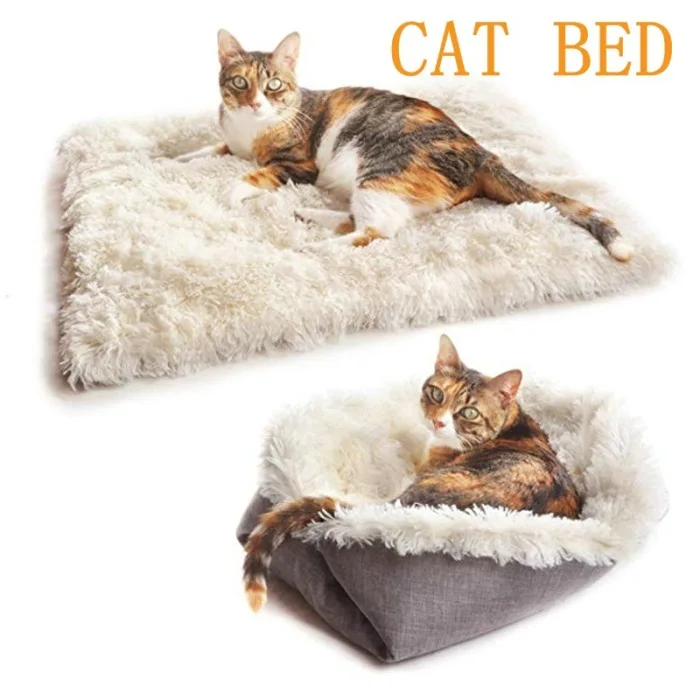 Pets Double Use Plush Mat Dogs Cat Blanket Winter Warm Sleeping Bed Soft Nest RT99