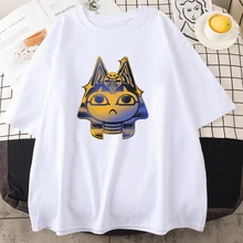 

Ankha Mask Print T-Shirts Women Fashion Simple Style Home O-Neck T-Shirt Female Summer Casual T-Shirts