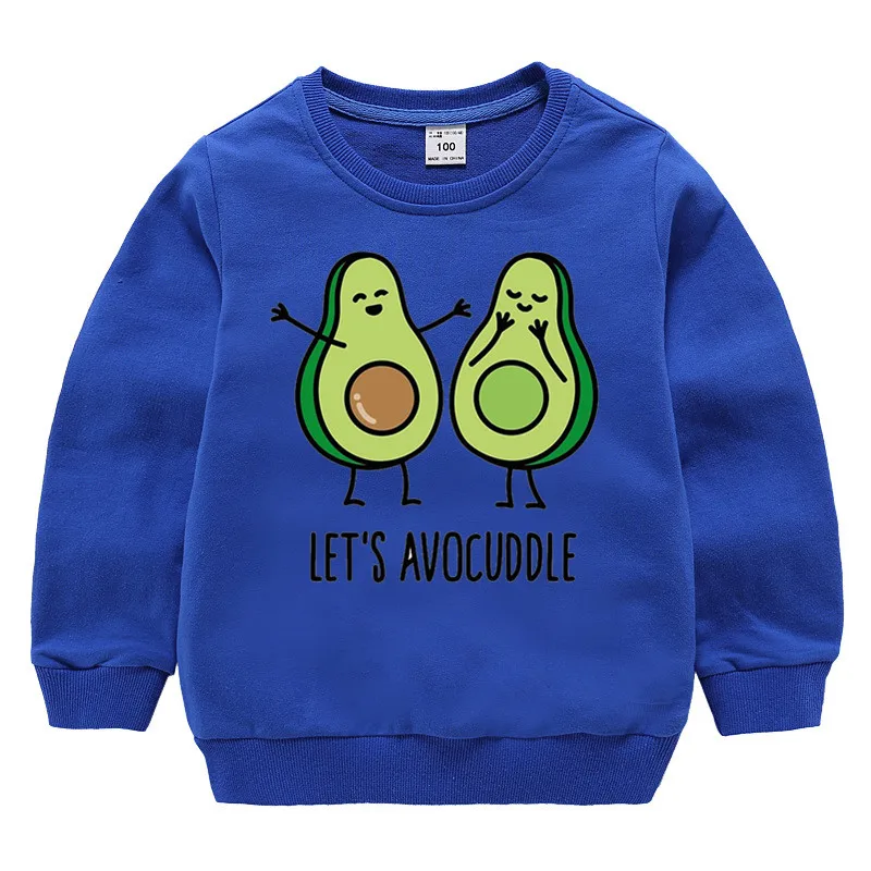 Детский хлопковый пуловер с принтом авокадо Let's Avocuddle для девочек топы для маленьких мальчиков, осенняя одежда свитшоты для мальчиков - Цвет: T1203H-blue