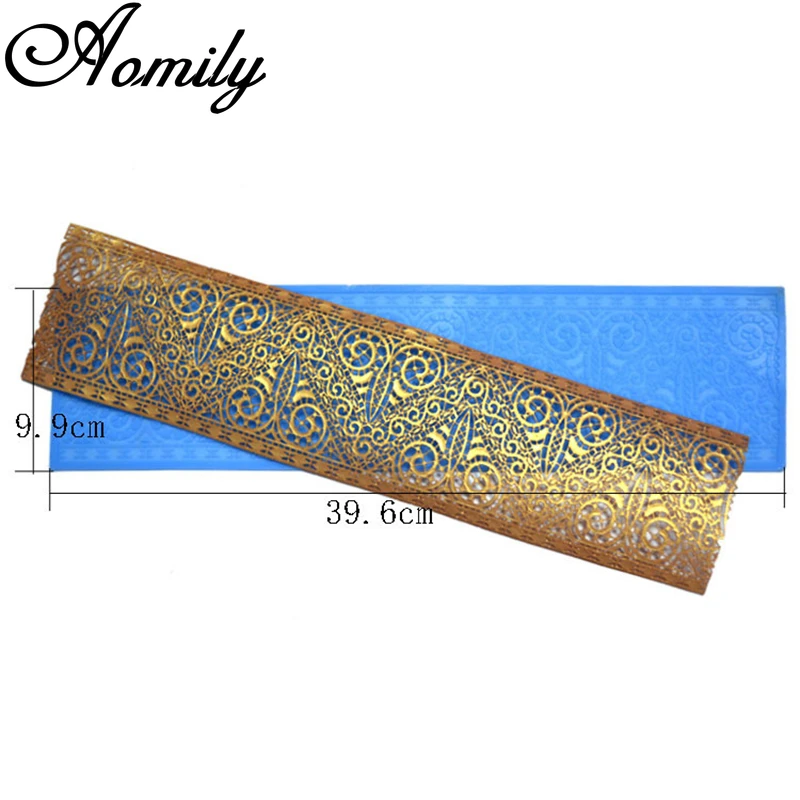 Triangle Art Sheep Horn Lace Silicone Mold Wedding Cake Border Decoration Tool Fondant Cake 3D Food Grade Mat Baking Mold