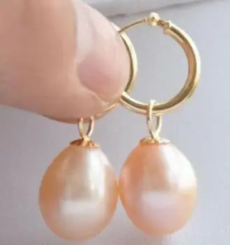 

BEAUTIFUL AAA+ 11-13MM PINK NATURAL SOUTH SEA PEARL DANGLE EARRING 14- R