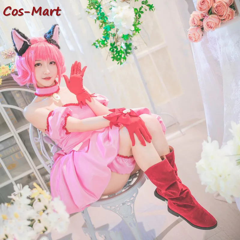 

Cos-Mart Anime Tokyo Mew Mew Momomiya Ichigo Cosplay Costume Fashion Pink Formal Dress Unisex Party Role Play Clothing S-XXL