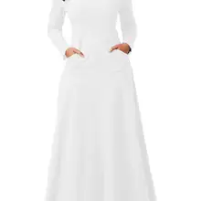 Echoine зима осень с длинным рукавом белое платье с карманом Женские винтажные макси длинные платья халат Элегантный Vestidos
