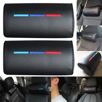 

Car Styling Seat Neck Pillow Protection PU Auto Headrest Support Rest Travelling Car Headrest Neck for BMW ///M Accesories