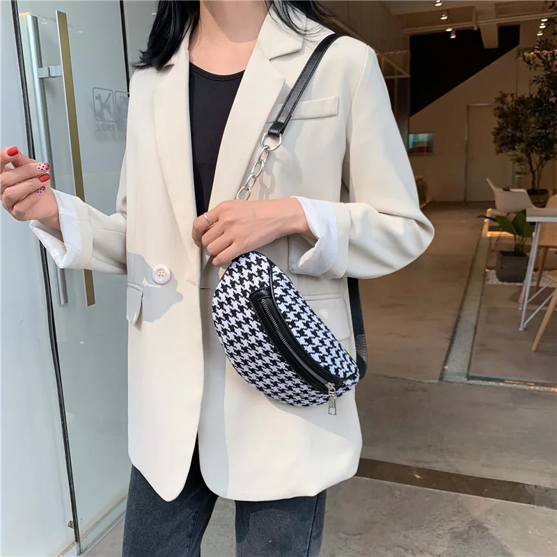 

Belt Bag2019 Autumn And Winter New Style Wallet Korean-style Fashion Thousands of Birds Chain Chest Bag Cool Shoulder Trendy Bag