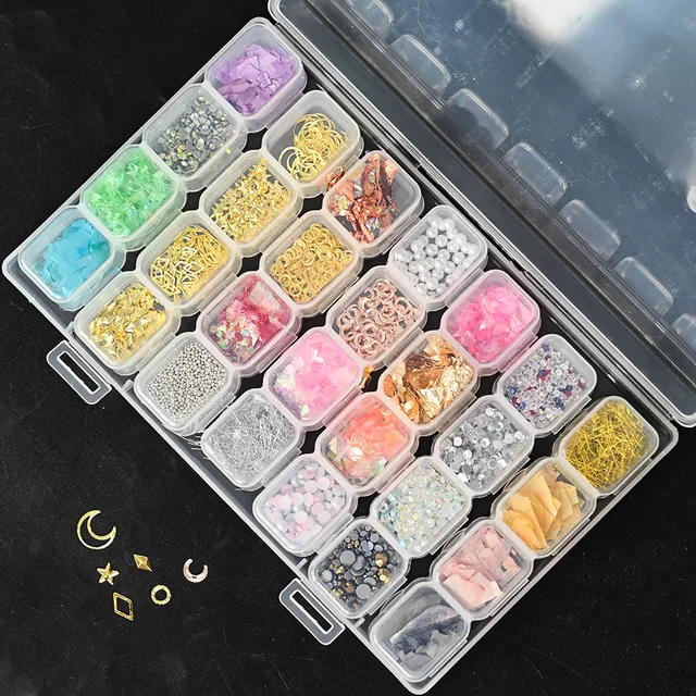 1BOX Jewelry Germ Nail Charms Luxury Kawaii Kit Crystal,Acrylic Flower,Rhinestones,Resin,Butterfly,Bear 3D Nails Decorations @MF ZCF038-04