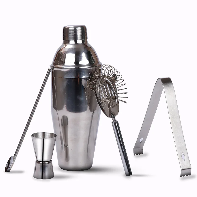 

550ML Stainless Steel Bar Cocktail tender 5 Piece Set tender Shake Tool Snow Grape Cup Ice Filter Wine