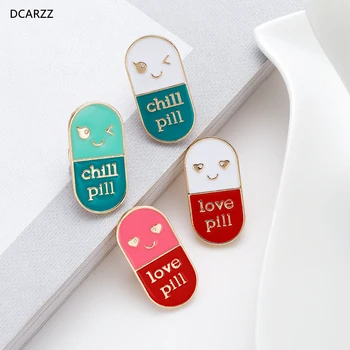 

DCARZZ Cute Petite Medicine Pill Brooch Enamel Pin Jewelry For Girls Women Brooch Lapel Backpack Cowboy Accessories Best Gift