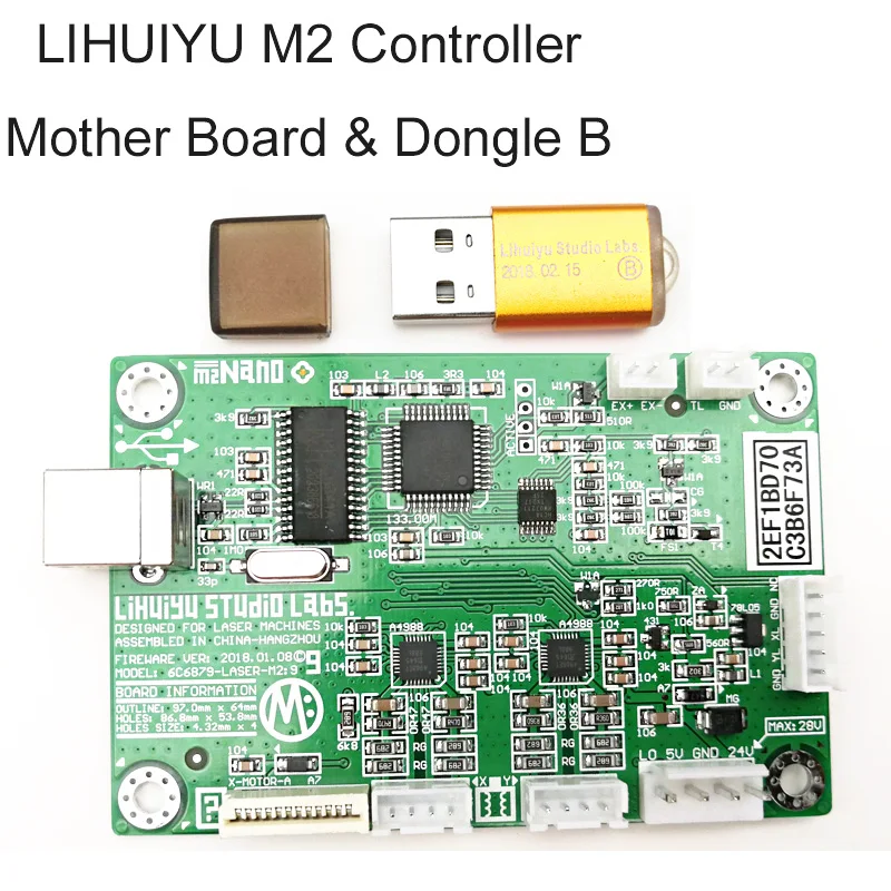 Mother Board B LIHUIYU M2 Nano лазерный контроллер материнская основная плата+ панель управления+ ключ B система гравер Резак DIY 3020 3040 K40 гравировка - Цвет: Mother Board B