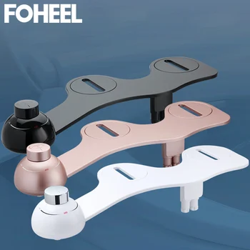 

FOHEEL Non-Electric Toilet Seat Bidet Hot Cold Water Bathroom Muslim Shattaf Washing Bidet Sprayer Self-Cleaning Nozzle