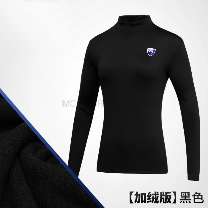 Black PGM одежда для гольфа эластичная ткань с длинными рукавами нижнее теплое термобелье рубашка для женщин леди mon с фланелеткой одежда - Цвет: Black