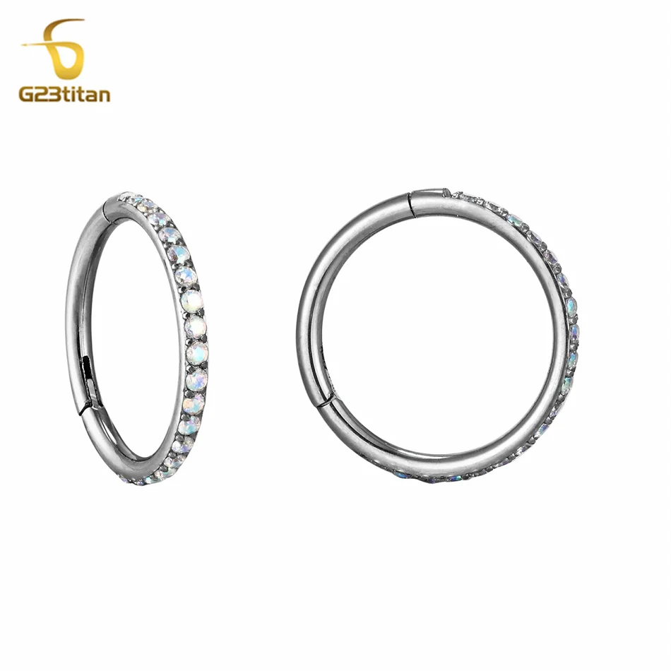 CZ Cartilage Conch Earring Hoop Hypoallergenic Titanium Septum Clicker Nose Segment Ring Ear Daith Helix Tragus Piercing Jewelry