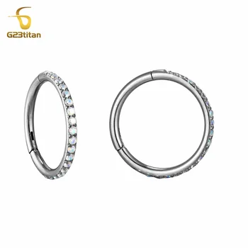 CZ Cartilage Conch Earring Hoop Hypoallergenic Titanium Septum Clicker Nose Segment Ring Ear Daith Helix Tragus Piercing Jewelry