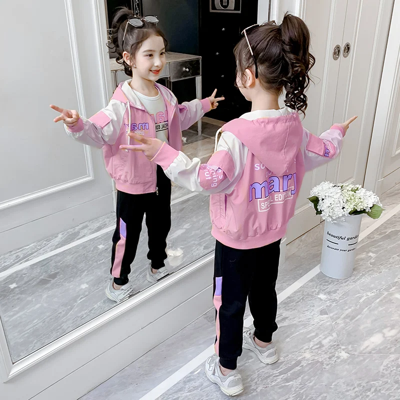 

Girls Spring Outfit Western Style 2020 New Girl Sports Coat Net Red Children Three-piece Set