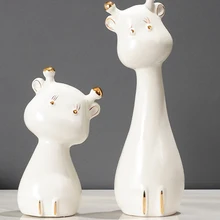 2 unids/set de cerámica manualidades decorativas de porcelana lindo ciervo Animal casa decoración boda amantes regalo de Navidad W4512