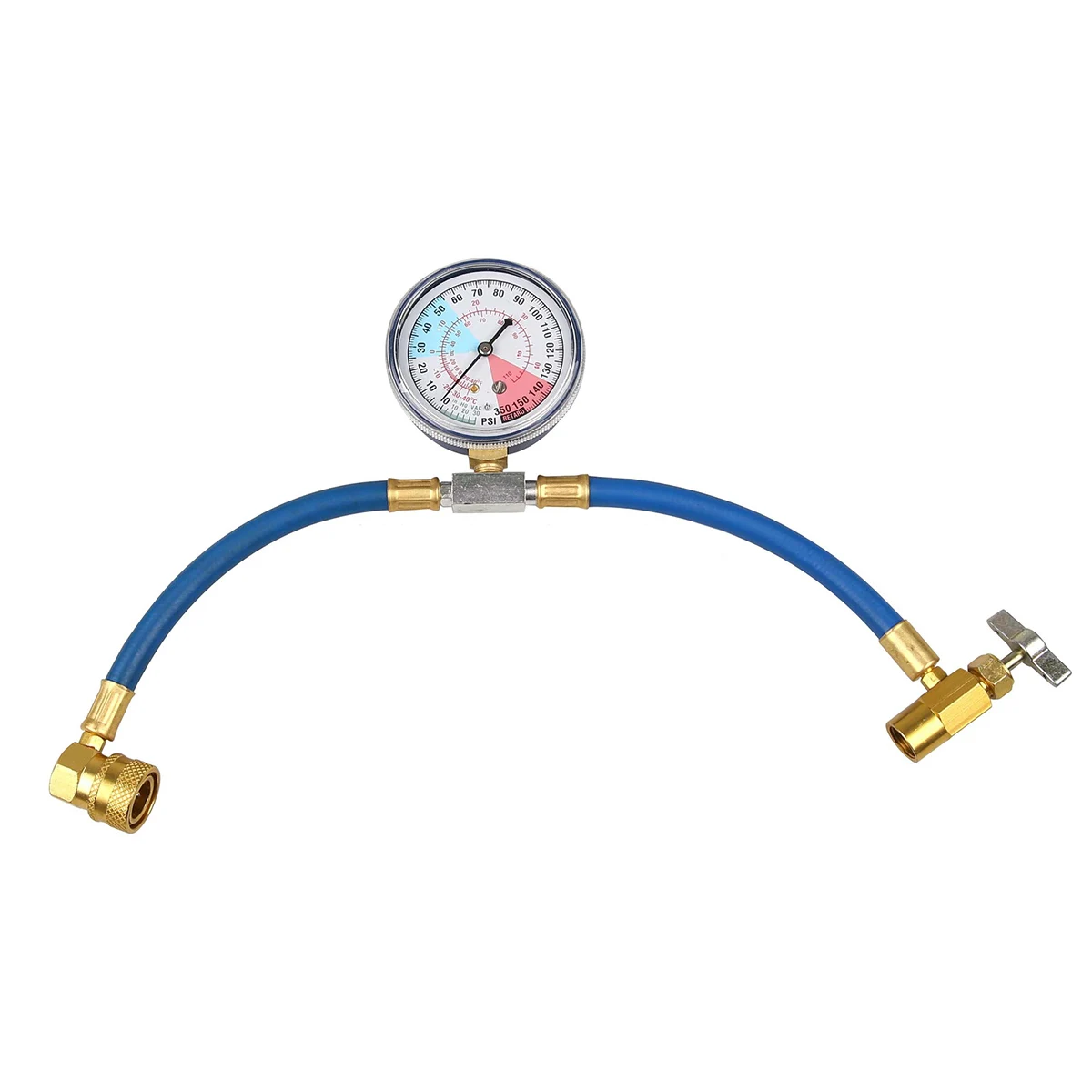 

Stable R134a Recharge Measuring Hose Pressure Gauge Adapter Safety Metal Valve A/C Refrigerant Charging Pipe 300mm Mayitr