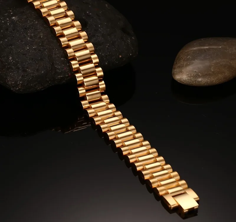 Однотонные браслеты ROLLIE LINK для мужчин золотистые из нержавеющей стали роскошный