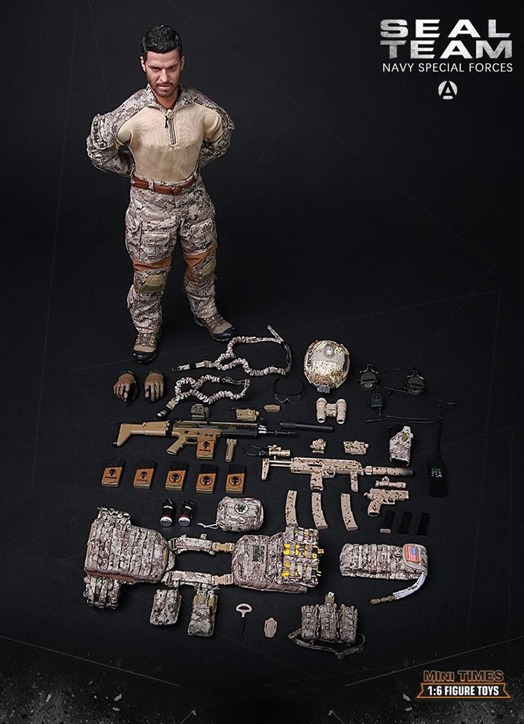 M012 Мини-игрушки M005 M010 M011 M012 M013 M014 1/6 темно-синий спецназ уплотнение команда фигура полный набор коллекционные игрушки подарок - Цвет: M012