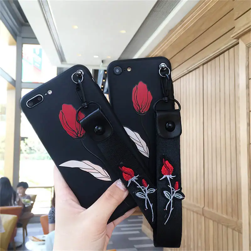For Iphone 66S 6P 78 78plus Xxs Xr Xsmax Soft Shell Flower Embossed All-inclusive Anti-fall Phone Case |