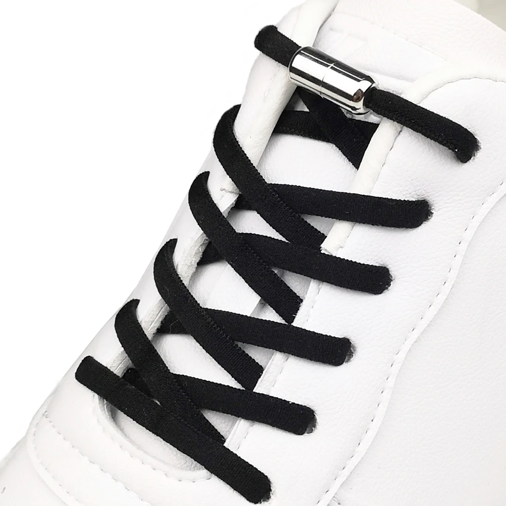 1 Pair Elastic Shoe Laces For Sneakers No Tie Shoelaces Round Black Lock  Child Adult Fast On And Off Lazy Shoelace Rubber band - AliExpress