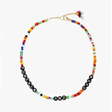 Moda DIY, заказное бисерное ожерелье, Походное ожерелье, летнее ювелирное изделие для женщин, бисер, буквы, алфавит, ожерелья для женщин