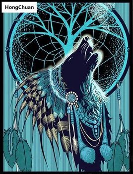 

Tribal Wolf Mural 5D DIY Square/Round Diamond Painting Mosaic Cross Embroidery Handicraft Home DecorationChristmas Gift New Year